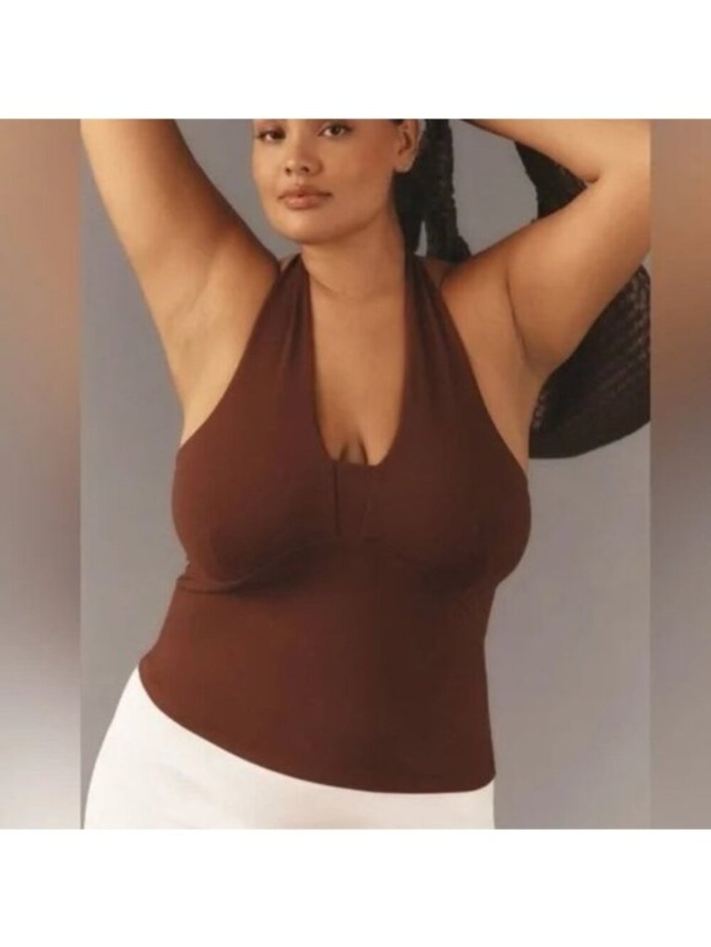 Anthropologie Tailored Halter Top Cocoa Brown NWT